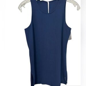 Escada Navy Sleeveless Blouse with back Keyhole